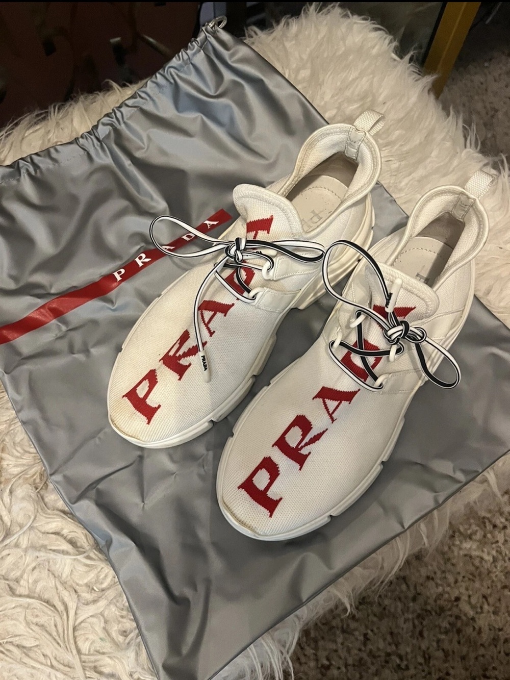 Prada XY Knit Logo Sneakers.